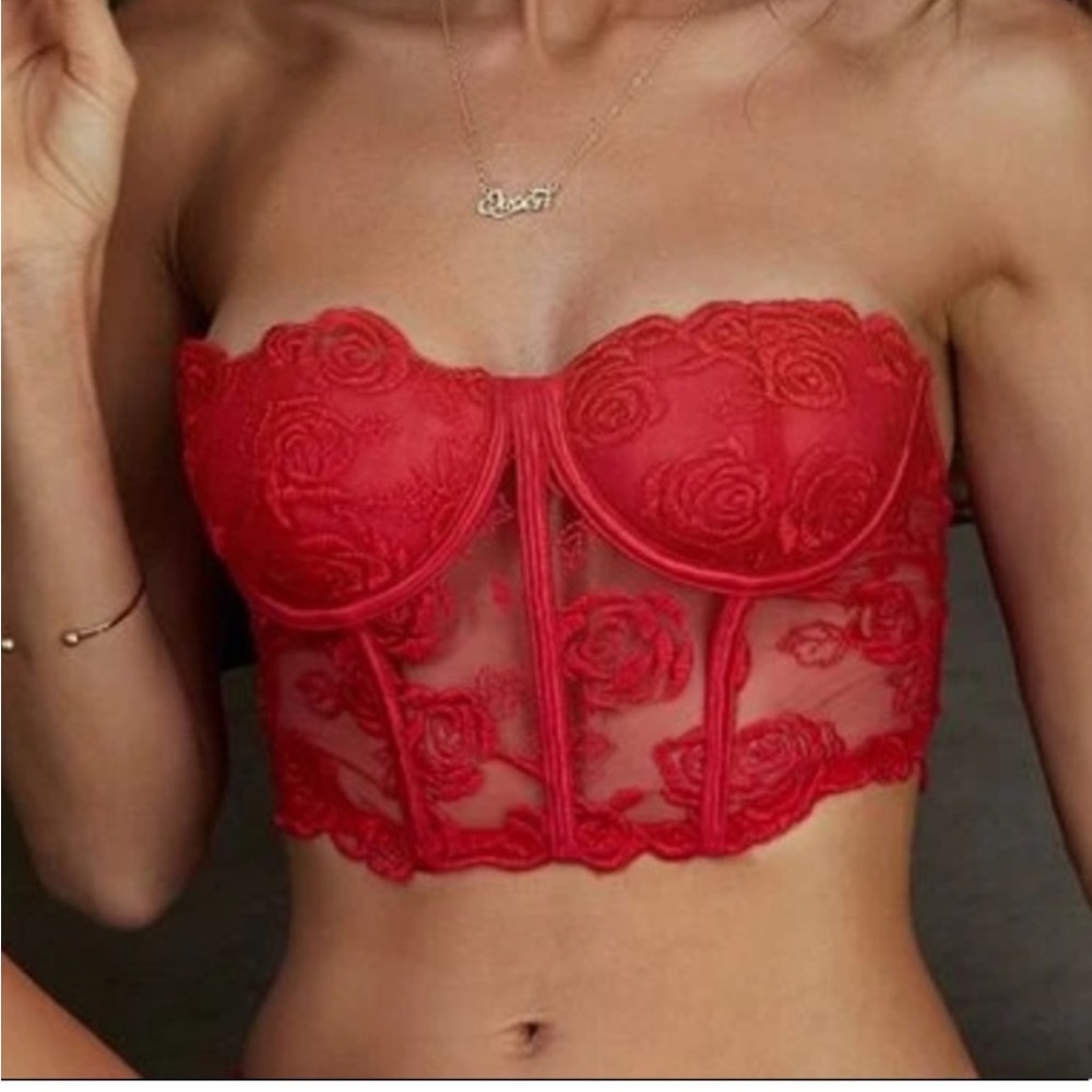 Shein red corset
